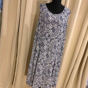Perceptions Elegant Blue and White Patterned Midi Dress